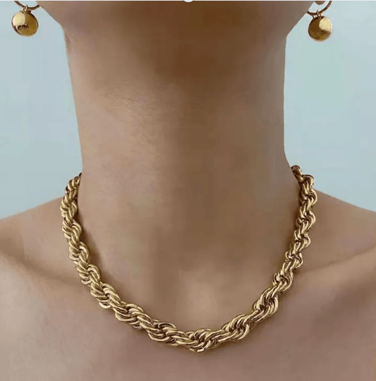 Gold Rope Thick Chain - Necklace - 18k Gold Plated Waterproof Jewellery - Collection 9