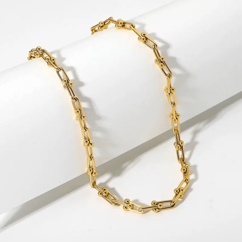 Gold Safety Pin Chain - Jewelry - 18k Gold Plated Waterproof Jewellery - Collection 9
