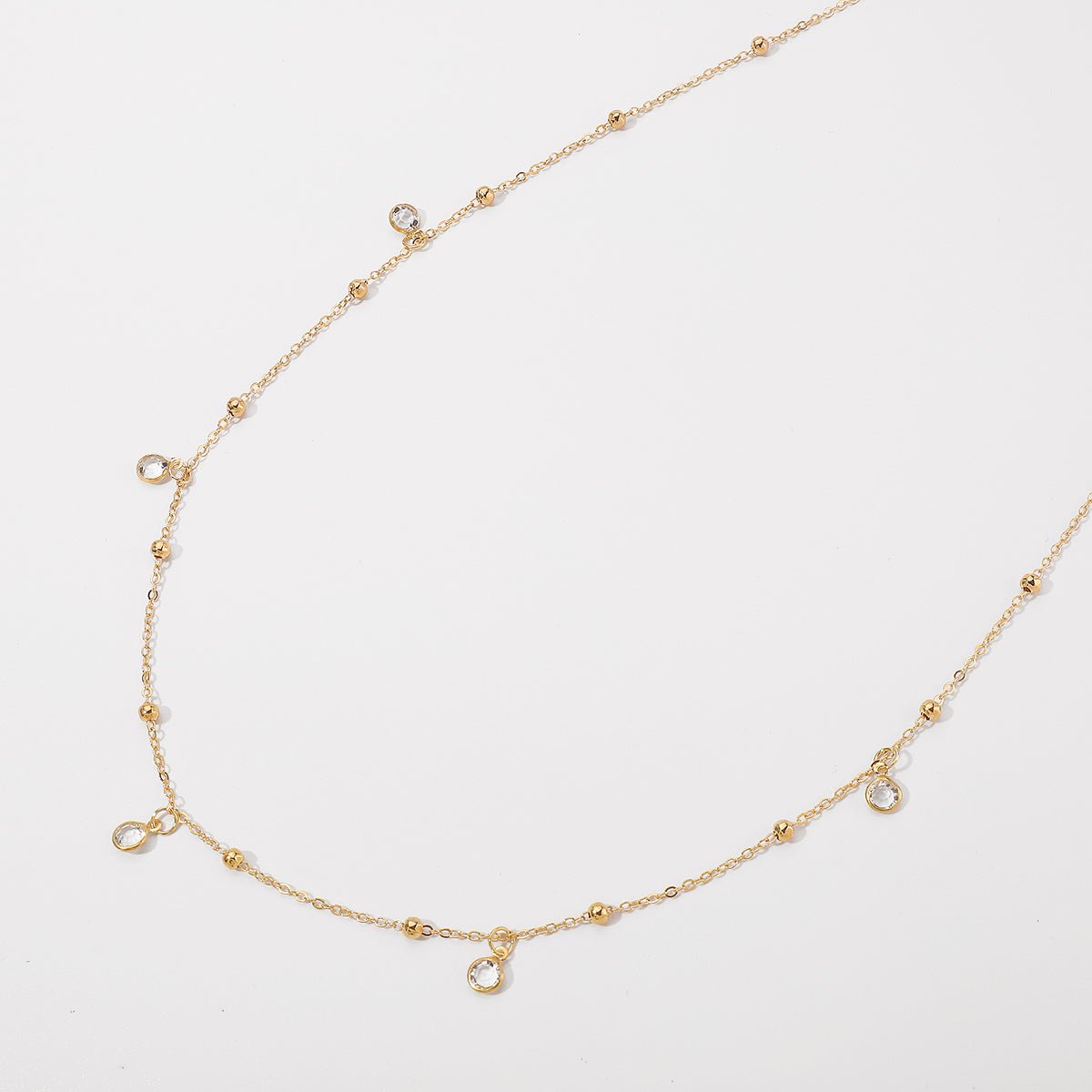 Gold Satellite Bead & Crystal Zircon Drop Waist Chain - Waist Chains - 18k Gold Plated Waterproof Jewellery - Collection 9