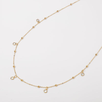 Gold Satellite Bead & Crystal Zircon Drop Waist Chain - Waist Chains - 18k Gold Plated Waterproof Jewellery - Collection 9