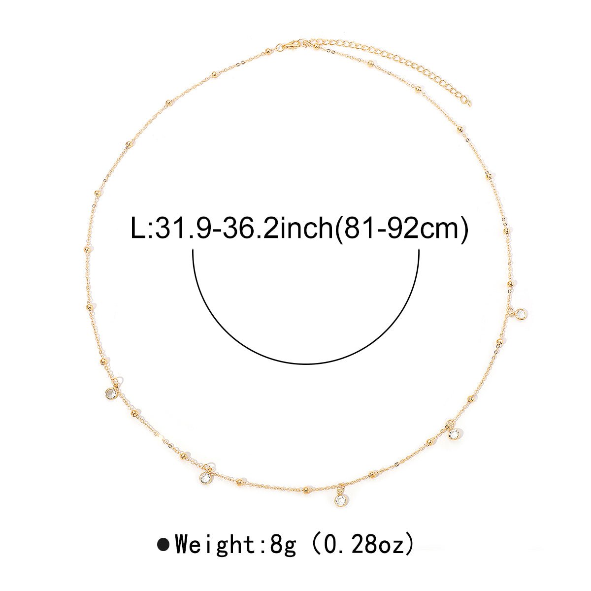 Gold Satellite Bead & Crystal Zircon Drop Waist Chain - Waist Chains - 18k Gold Plated Waterproof Jewellery - Collection 9