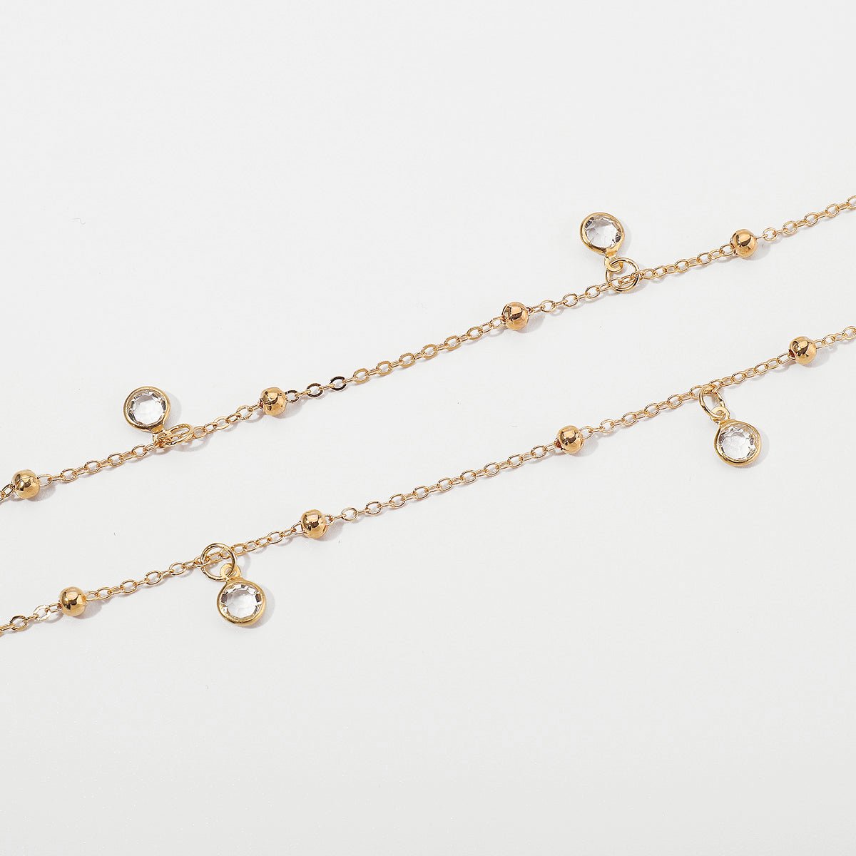 Gold Satellite Bead & Crystal Zircon Drop Waist Chain - Waist Chains - 18k Gold Plated Waterproof Jewellery - Collection 9