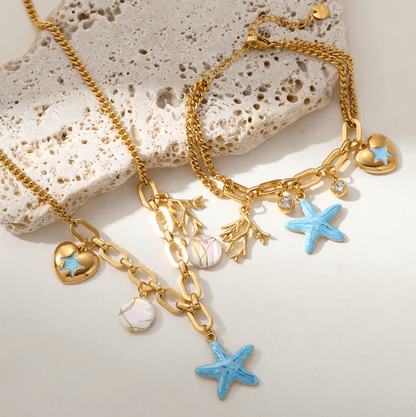 Gold Starfish Ocean Charm Necklace - Necklaces - 18k Gold Plated Waterproof Jewellery - Collection 9