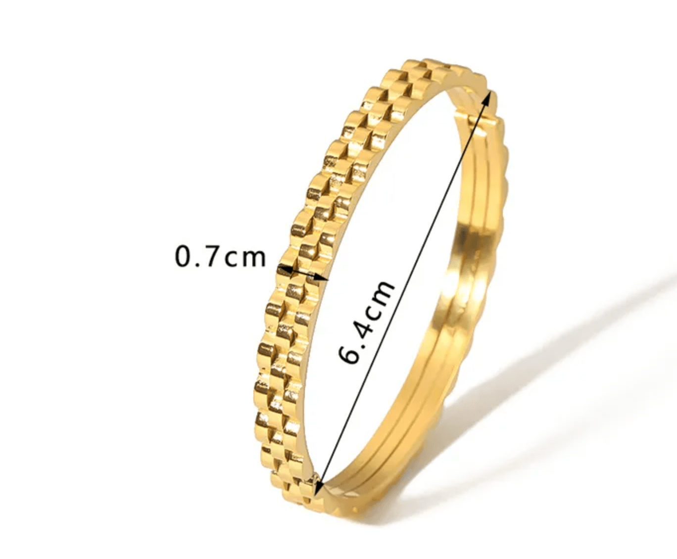 Gold Textured Bangle - Bracelet - 18k Gold Plated Waterproof Jewellery - Collection 9