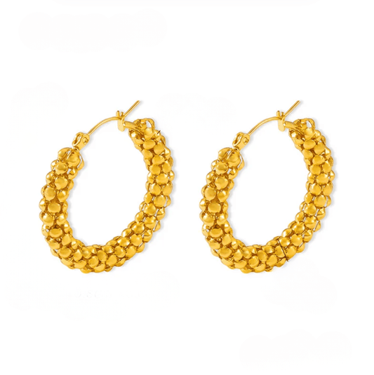 Gold Textured Hoop Earrings - hoop - 18k Gold Plated Waterproof Jewellery - Collection 9
