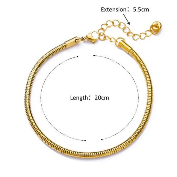 Gold Thick Flat Snake Chain Anklet - Anklets - 18k Gold Plated Waterproof Jewellery - Collection 9