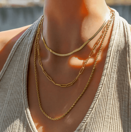 Gold Triple Layer Chain Necklace - Necklace - 18k Gold Plated Waterproof Jewellery - Collection 9