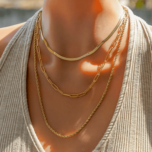 Gold Triple Layer Chain Necklace - Necklace - 18k Gold Plated Waterproof Jewellery - Collection 9
