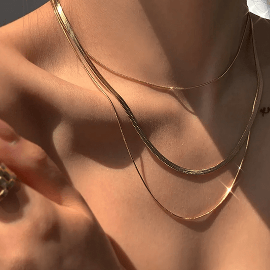 Gold Triple Layer Chain Necklace Set - Necklace - 18k Gold Plated Waterproof Jewellery - Collection 9