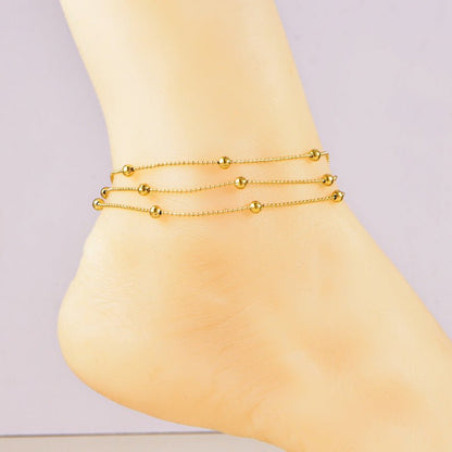 Gold Triple Layer Satellite Bead Chain Anklet - Anklets - 18k Gold Plated Waterproof Jewellery - Collection 9