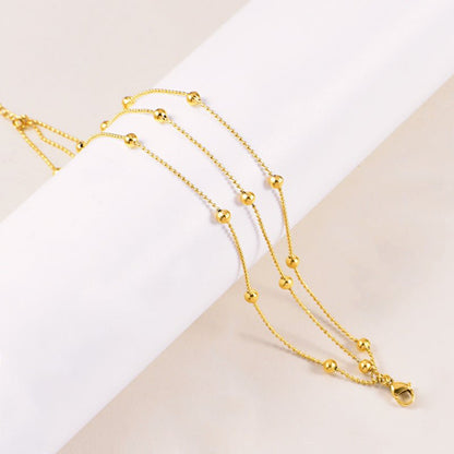 Gold Triple Layer Satellite Bead Chain Anklet - Anklets - 18k Gold Plated Waterproof Jewellery - Collection 9