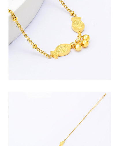 Gold Twin Fish Bell Satellite Chain Anklet - Anklets - 18k Gold Plated Waterproof Jewellery - Collection 9