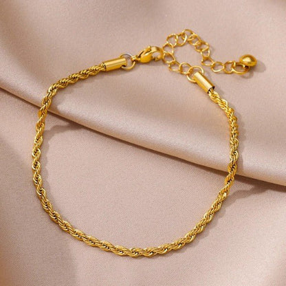 Gold Twisted Rope Chain Anklet - Anklets - 18k Gold Plated Waterproof Jewellery - Collection 9