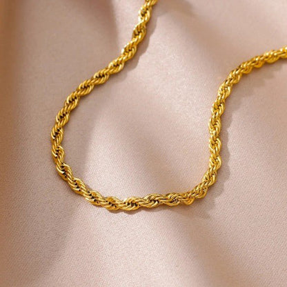 Gold Twisted Rope Chain Anklet - Anklets - 18k Gold Plated Waterproof Jewellery - Collection 9