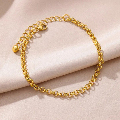 Gold Two-Tone Rolo Link Chain Anklet - Anklets - 18k Gold Plated Waterproof Jewellery - Collection 9