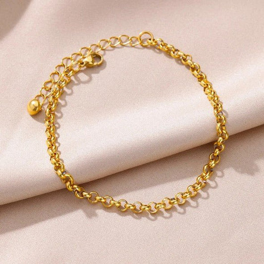 Gold Two-Tone Rolo Link Chain Anklet - Anklets - 18k Gold Plated Waterproof Jewellery - Collection 9