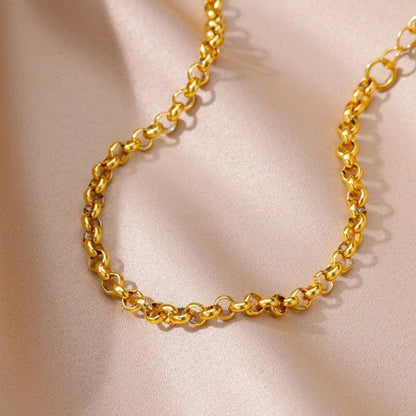 Gold Two-Tone Rolo Link Chain Anklet - Anklets - 18k Gold Plated Waterproof Jewellery - Collection 9