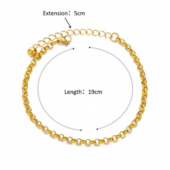 Gold Two-Tone Rolo Link Chain Anklet - Anklets - 18k Gold Plated Waterproof Jewellery - Collection 9