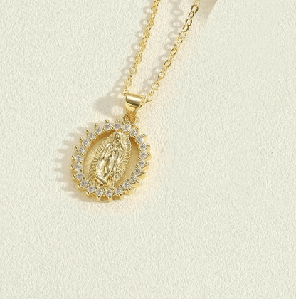 Gold Virgin Mary Crystal Halo Jewelry Set - - 18k Gold Plated Waterproof Jewellery - Collection 9