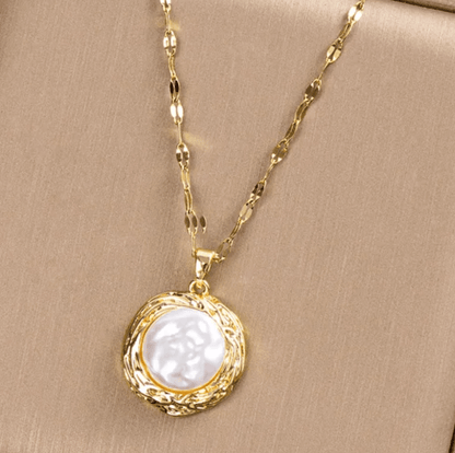 Gold White Pearl Jewellery Set - Jewellery Set - 18k Gold Plated Waterproof Jewellery - Collection 9
