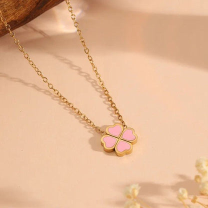 Gold White Shell Four Leaf Clover Pendant Cable Chain Necklace - Necklaces - 18k Gold Plated Waterproof Jewellery - Collection 9