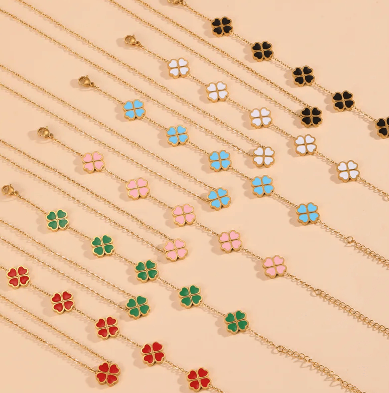 Gold White Shell Four Leaf Clover Pendant Cable Chain Necklace - Necklaces - 18k Gold Plated Waterproof Jewellery - Collection 9