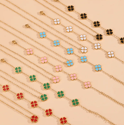 Gold White Shell Four Leaf Clover Pendant Cable Chain Necklace - Necklaces - 18k Gold Plated Waterproof Jewellery - Collection 9