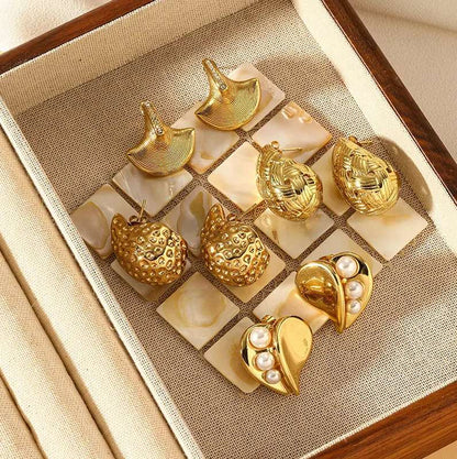 Gold Woven Knot Stud Earrings - - 18k Gold Plated Waterproof Jewellery - Collection 9