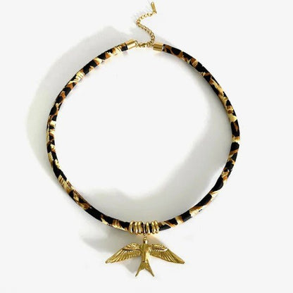 Gold Woven Texture Pendant Black & Gold Rope Cord Necklace - Necklaces - 18k Gold Plated Waterproof Jewellery - Collection 9