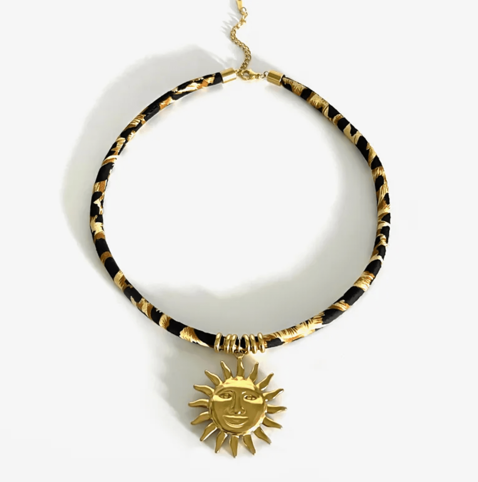 Gold Woven Texture Pendant Black & Gold Rope Cord Necklace - Necklaces - 18k Gold Plated Waterproof Jewellery - Collection 9
