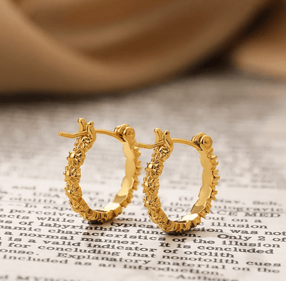 Gold Zircon Cross Huggies Earrings - - 18k Gold Plated Waterproof Jewellery - Collection 9