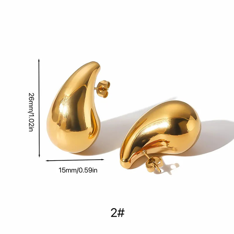 Gold Teardrop Stud Earrings - - 18k Gold Plated Waterproof Jewellery - Collection 9