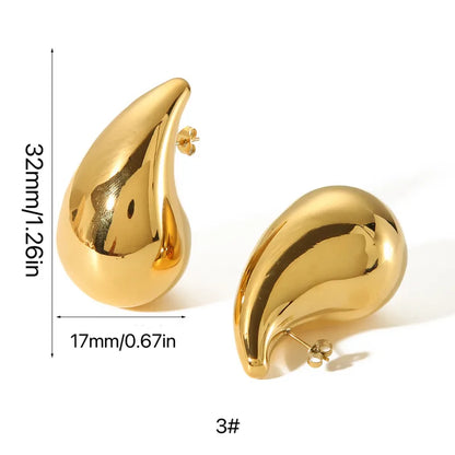 Gold Teardrop Stud Earrings - - 18k Gold Plated Waterproof Jewellery - Collection 9