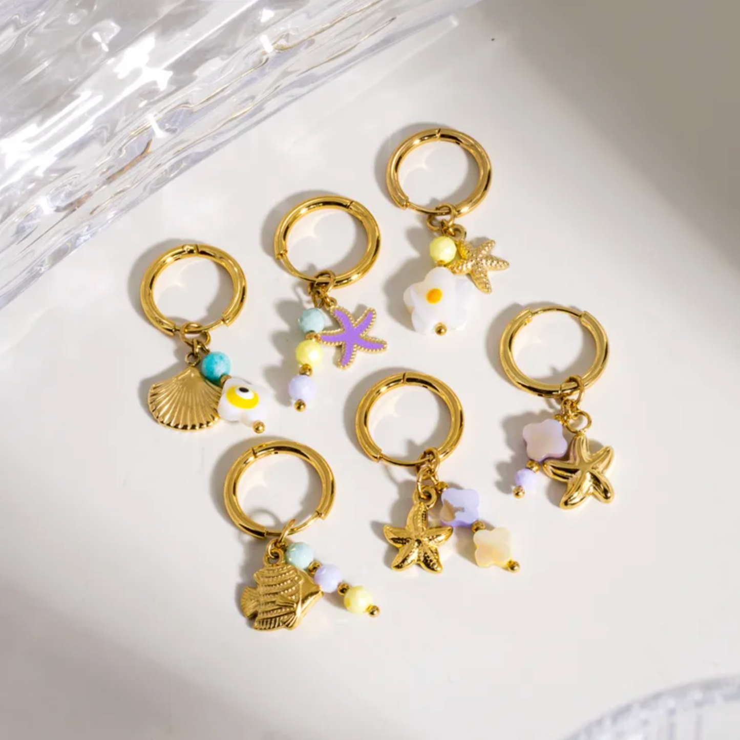Ocean Charm Hoop Earrings - Earrings - 18k Gold Plated Waterproof Jewellery - Collection 9