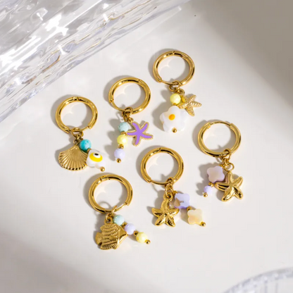 Ocean Charm Hoop Earrings - Earrings - 18k Gold Plated Waterproof Jewellery - Collection 9