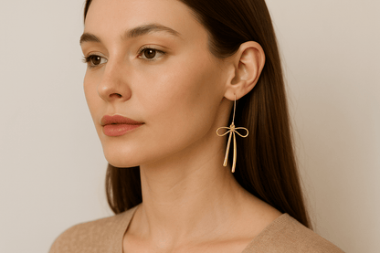 Golden Bow Tassel Drop Earrings - Earrings - 18k Gold Plated Waterproof Jewellery - Collection 9
