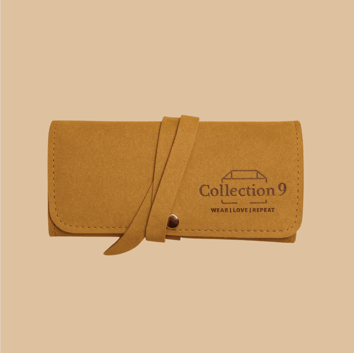 Golden Brown Travel Jewelry Roll Organizer - Accessories - 18k Gold Plated Waterproof Jewellery - Collection 9