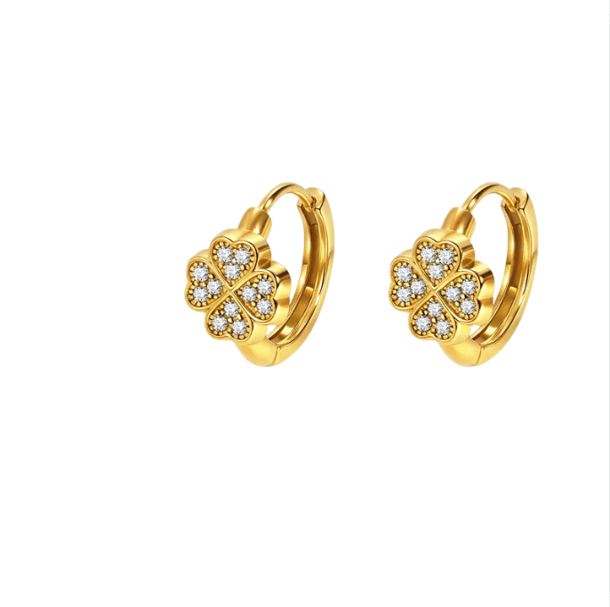 Golden Clover Huggie Earrings - Earrings - 18k Gold Plated Waterproof Jewellery - Collection 9