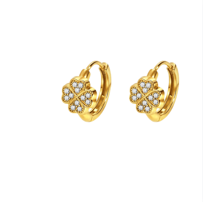 Golden Clover Huggie Earrings - Earrings - 18k Gold Plated Waterproof Jewellery - Collection 9