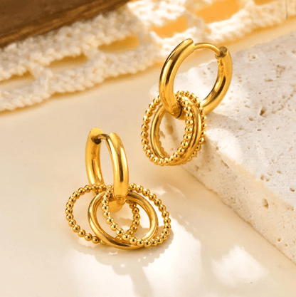 Golden Linked Hoop Earrings - Earrings - 18k Gold Plated Waterproof Jewellery - Collection 9