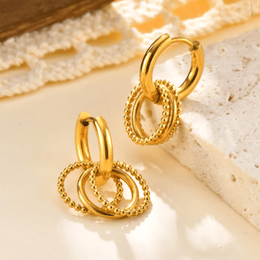 Golden Linked Hoop Earrings - Earrings - 18k Gold Plated Waterproof Jewellery - Collection 9