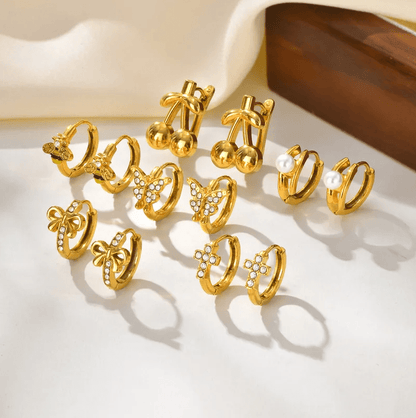 Golden Pearl Hoop Earrings - Earrings - 18k Gold Plated Waterproof Jewellery - Collection 9