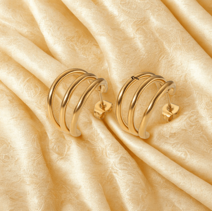Golden Triple Ear Cuff Earrings - Earrings - 18k Gold Plated Waterproof Jewellery - Collection 9