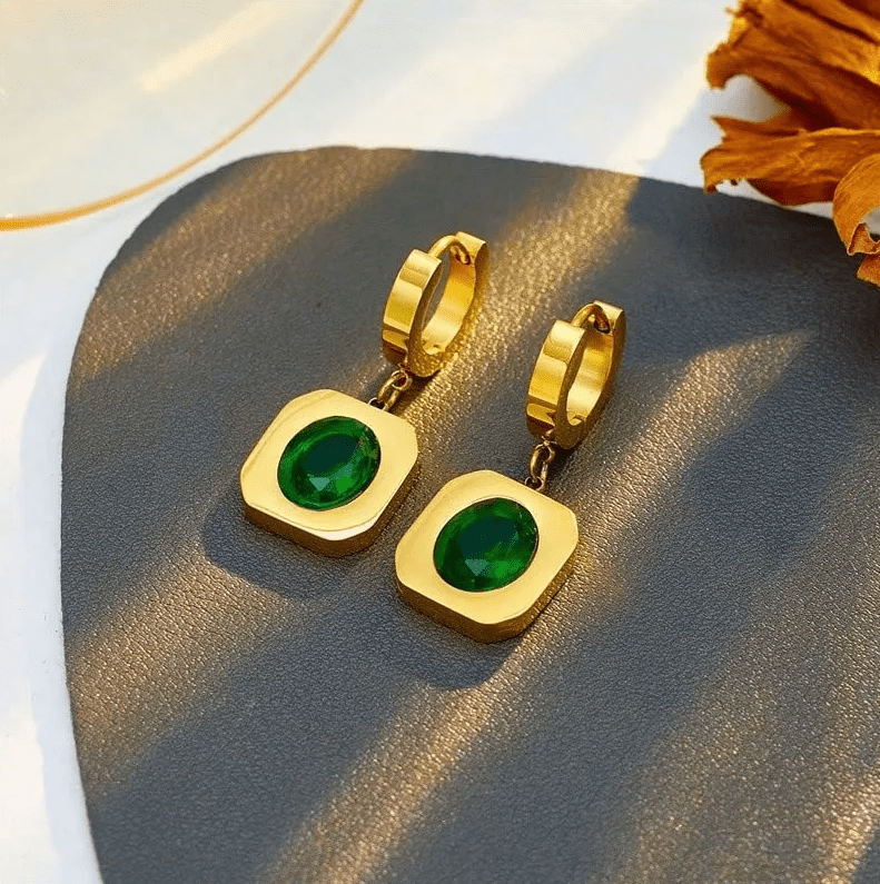 Green Gold Emerald Layered Jewellery Set - Jewellery Set - 18k Gold Plated Waterproof Jewellery - Collection 9