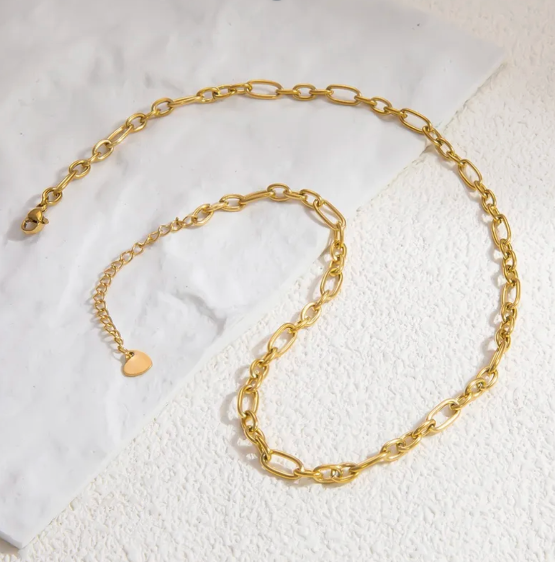 Gold Ring Connecting Chain - Necklace - 18k Gold Plated Waterproof Jewellery - Collection 9