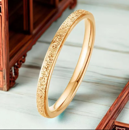 Gold Textured Bangle Ring - Rings - 18k Gold Plated Waterproof Jewellery - Collection 9