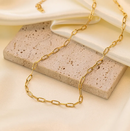 Gold Oval Geometric Link Chain - Necklace - 18k Gold Plated Waterproof Jewellery - Collection 9