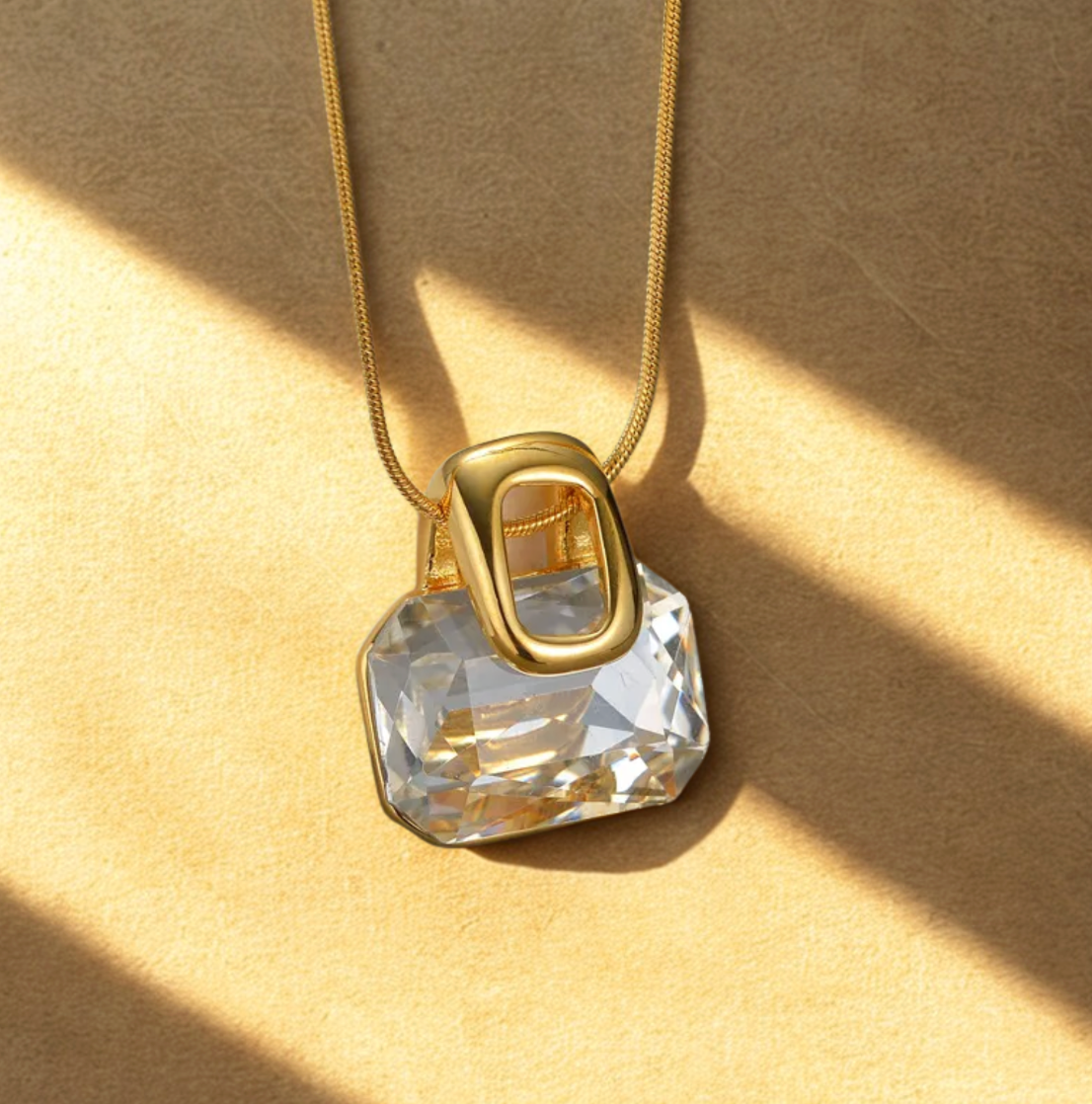 Gold Clear Crystal Jewellery Set - Jewellery Set - 18k Gold Plated Waterproof Jewellery - Collection 9