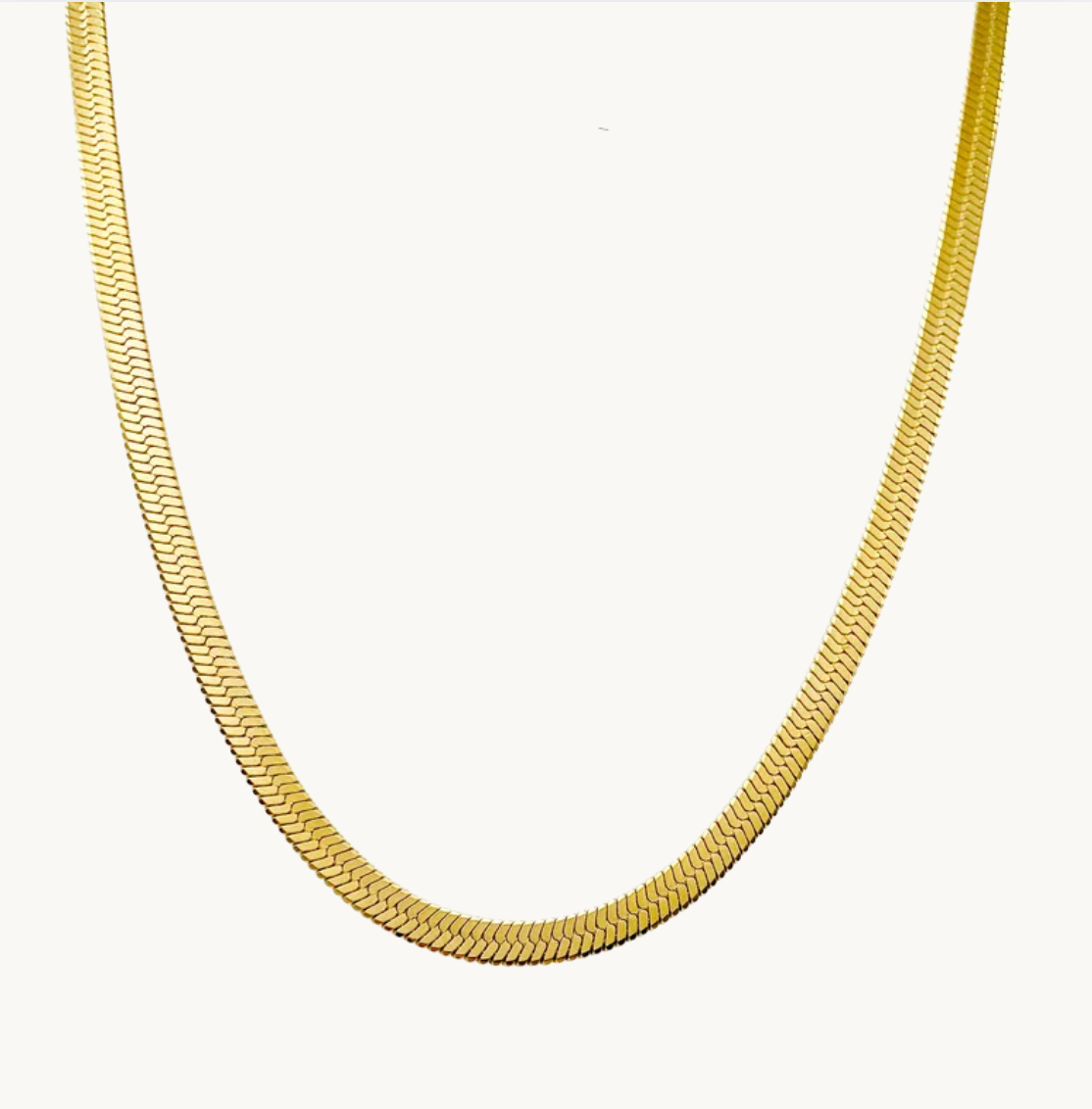 Gold Flat Herringbone Chain - Necklace - 18k Gold Plated Waterproof Jewellery - Collection 9