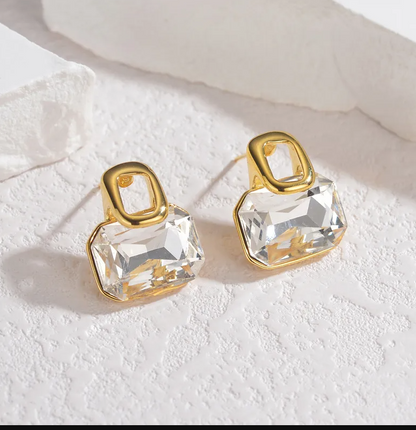 Gold Clear Crystal Jewellery Set - Jewellery Set - 18k Gold Plated Waterproof Jewellery - Collection 9